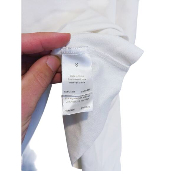 WeWoreWhat Cropped Raw Hem Thermal Sweatshirt Small White Stretch Lounge Minimal - Picture 4 of 9